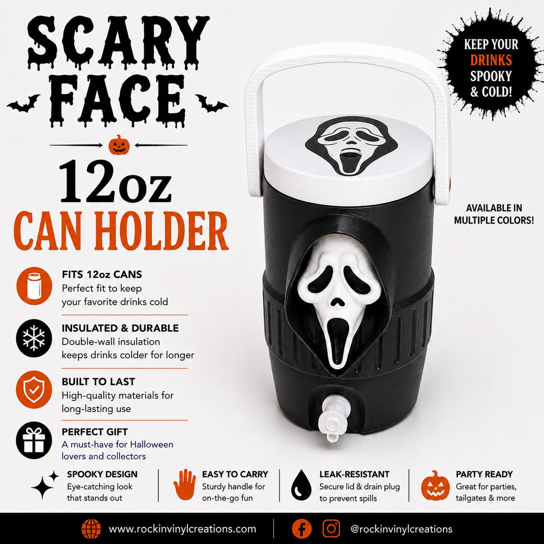 Scary Face 12 oz insulated can holder