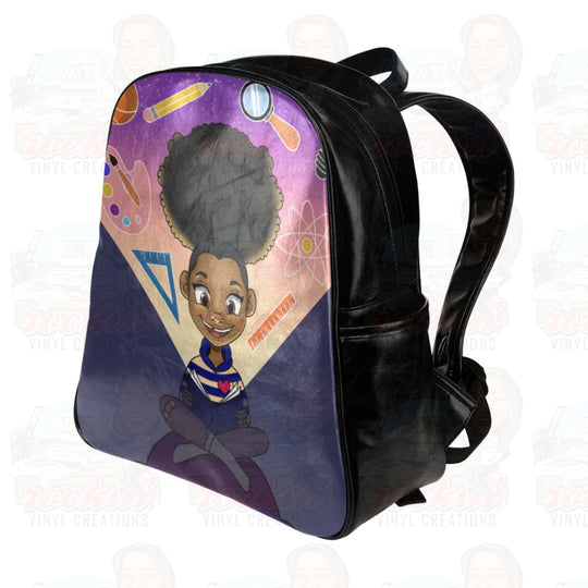 School Backpack Leather (Model 1636) | Rockin Vinyl Creations Multi-Pockets Backpacks (1636) - Bags