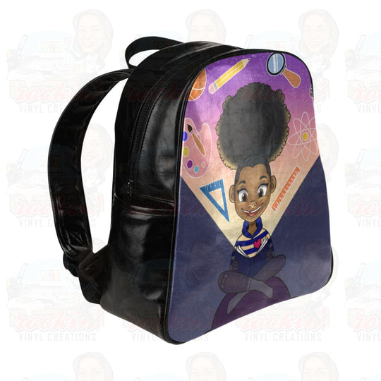 School Backpack Leather (Model 1636) | Rockin Vinyl Creations Multi-Pockets Backpacks (1636) - Bags