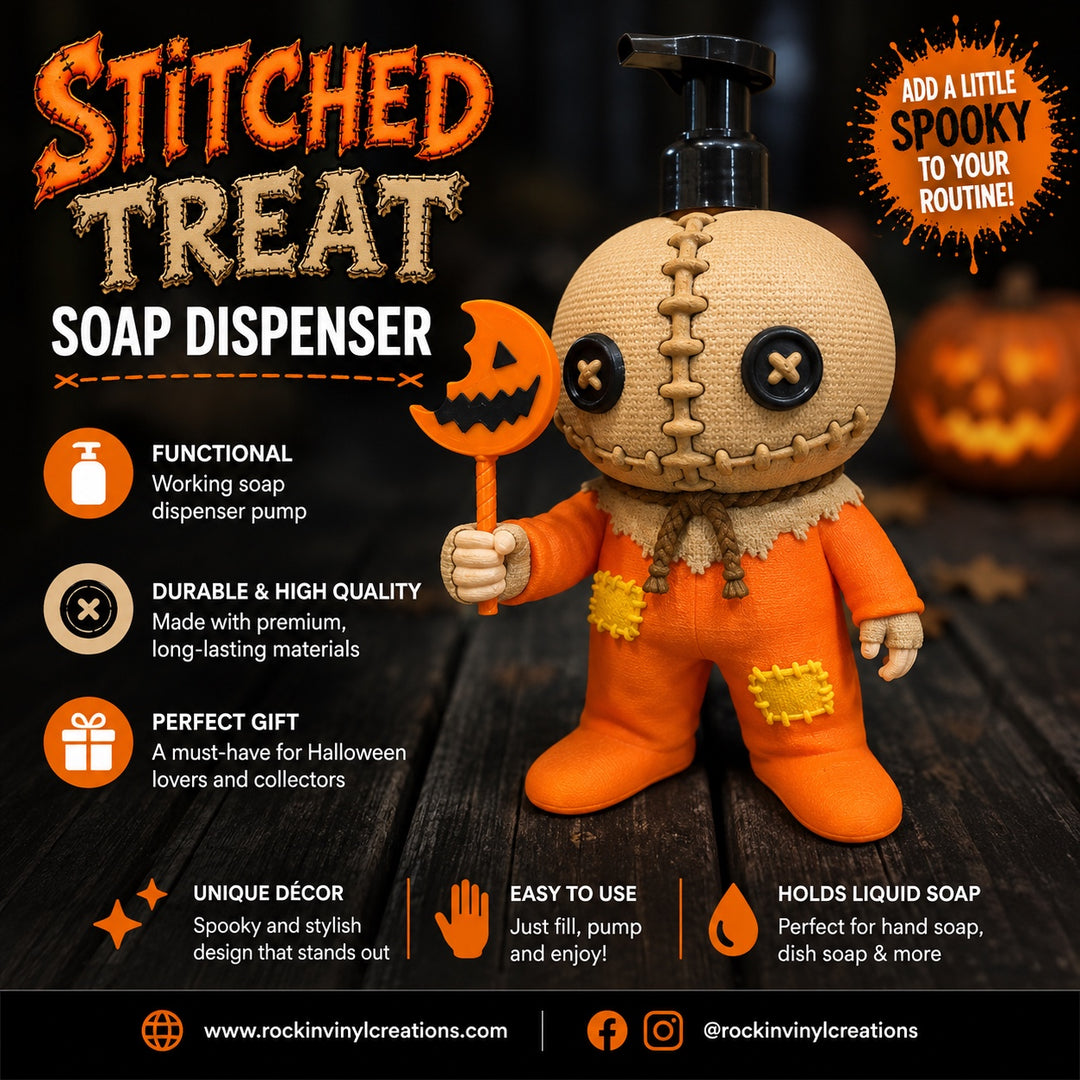 Stitched Treat Halloween soap dispenser