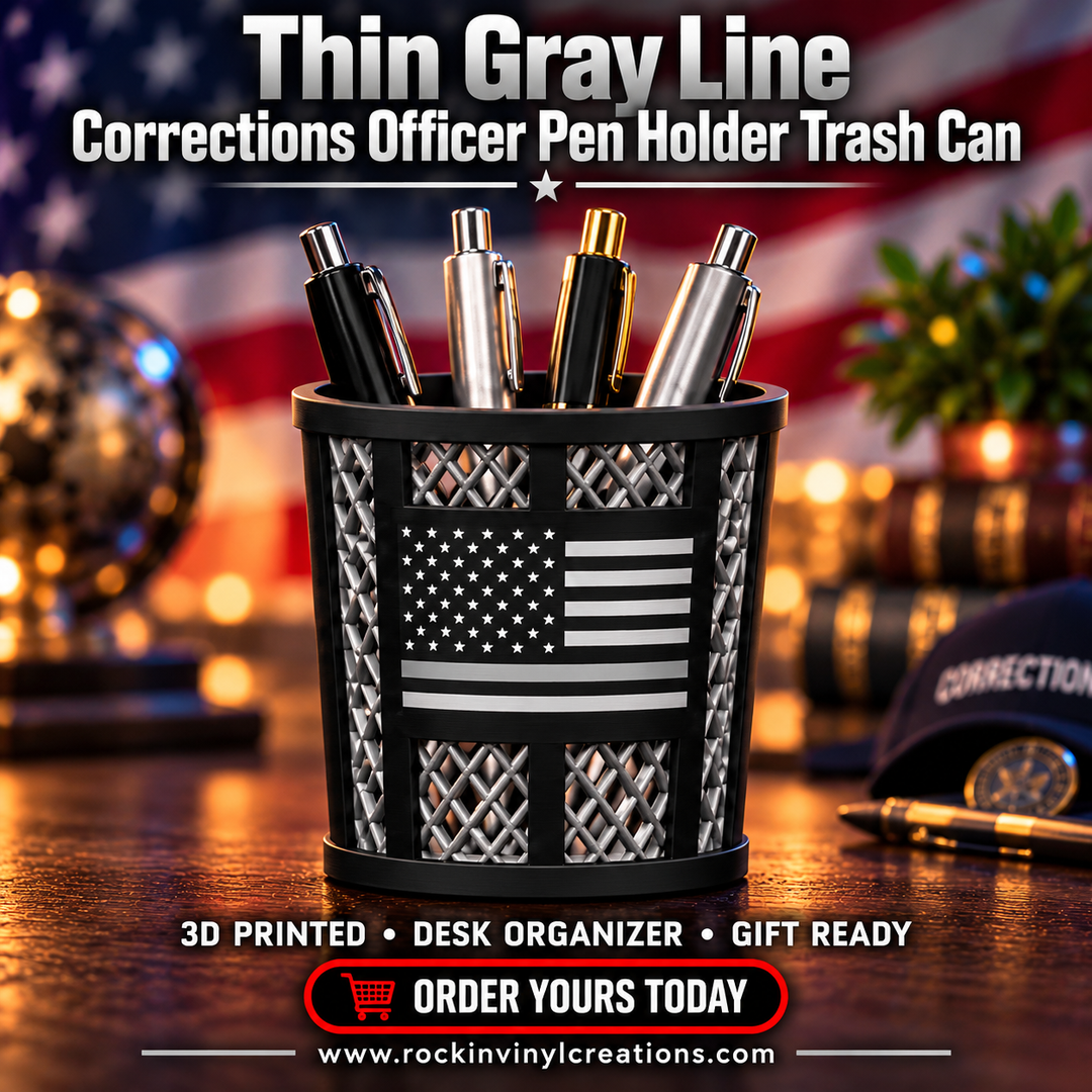 Thin Gray Line Corrections Officer Pen Holder Trash Can