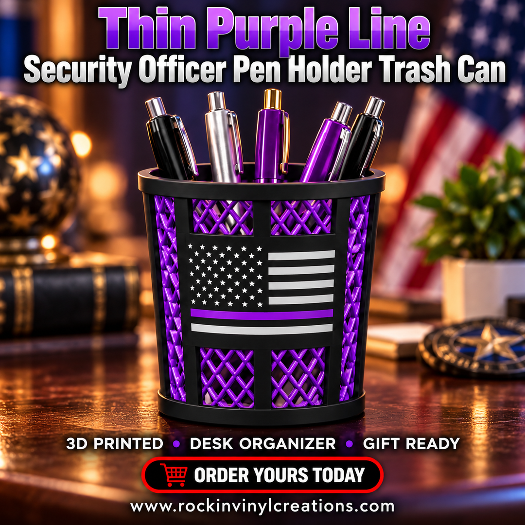 Thin Purple Line Security Officer Pen Holder Trash Can