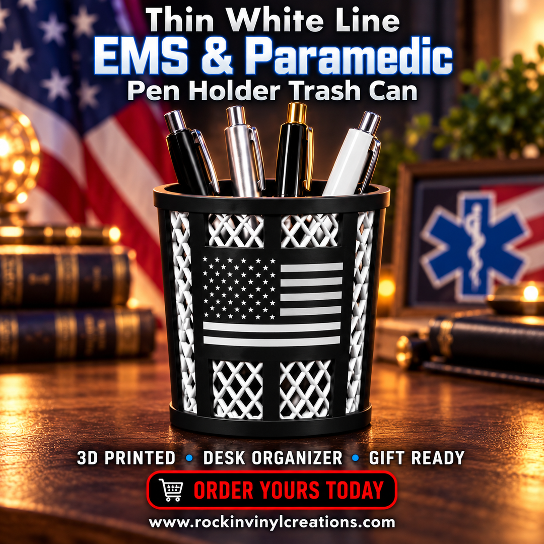 Thin White Line EMS &amp; Paramedic Pen Holder Trash Can