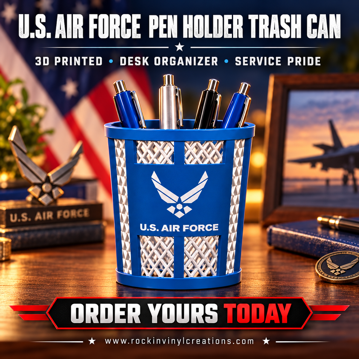 U.S. Air Force Pen Holder Trash Can