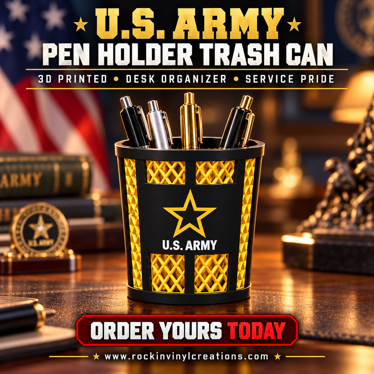 U.S. Army Pen Holder Trash Can