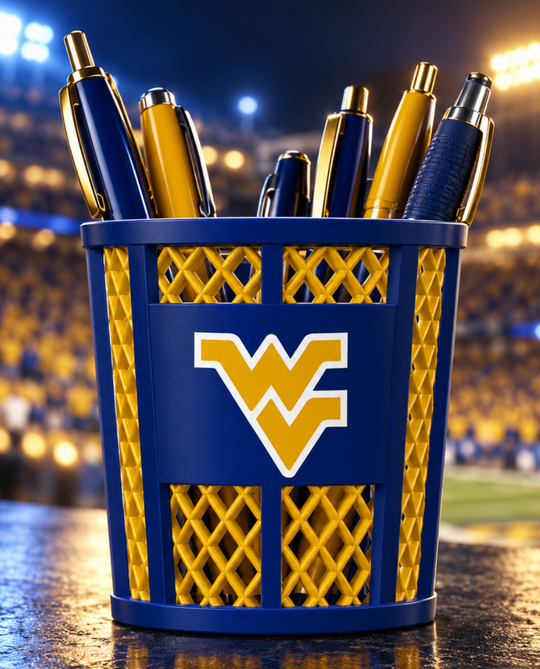 West Virginia Mountaineers pen holder trash can lifestyle image